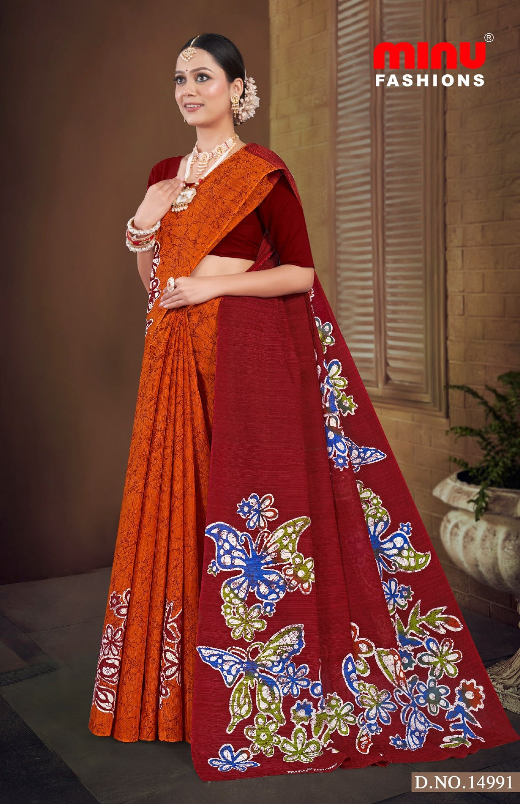 Malai Cotton Saree Crystal Batik (Vol-7) - 8 Pcs Set