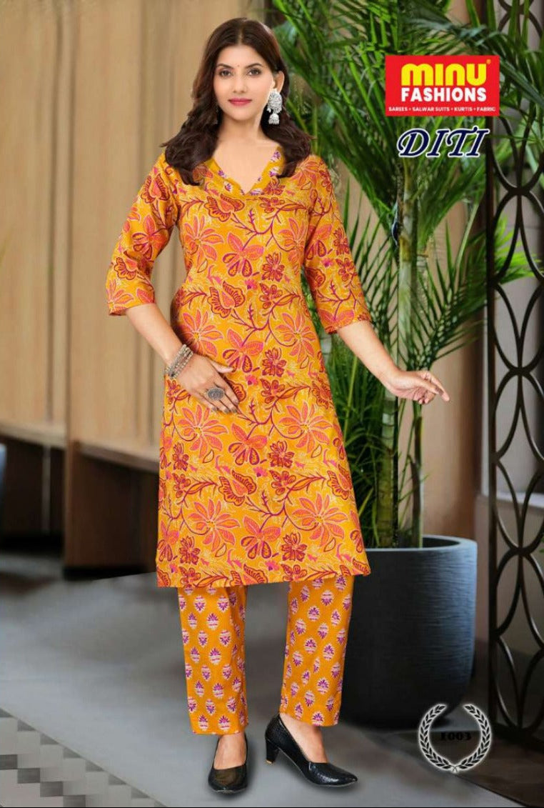 2 Piece Cotton Kurti Set Diti Combo (Vol-2) - 6 Pcs Set