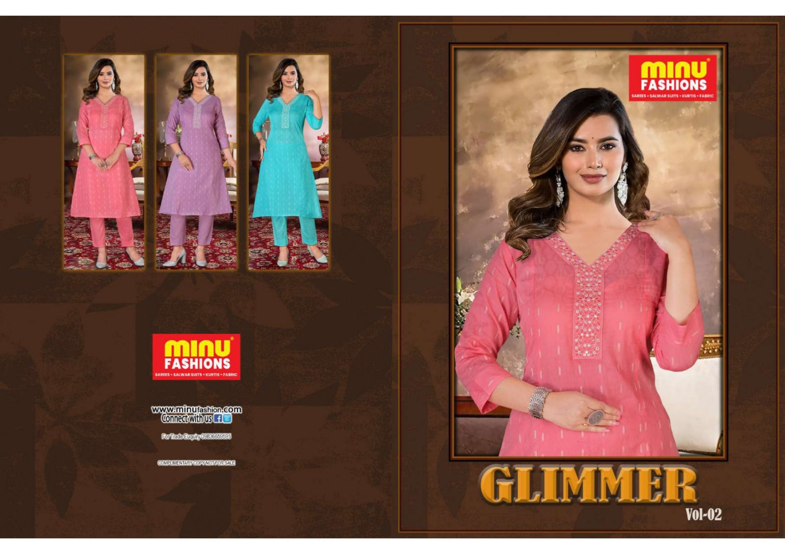 2 Piece Cotton Kurti Set Glimmer Combo (Vol-2) - 3 Pcs Set