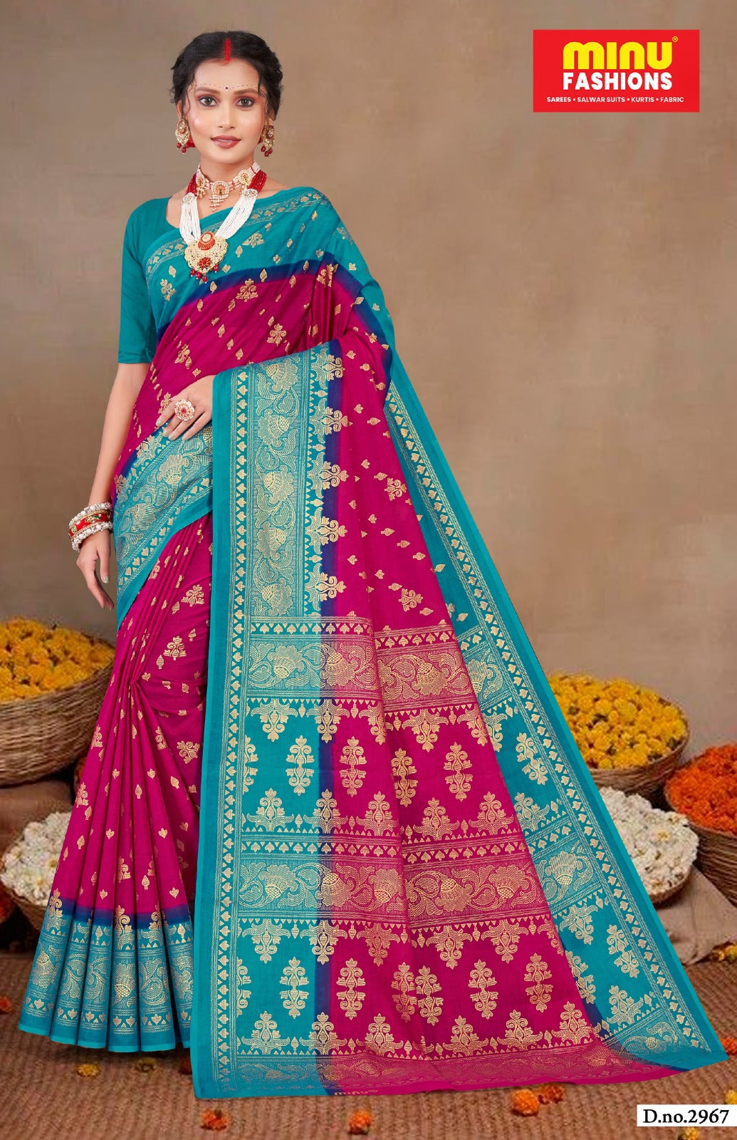 Malai Cotton Saree Gold Star (Vol- 3) - 10 Pcs Set