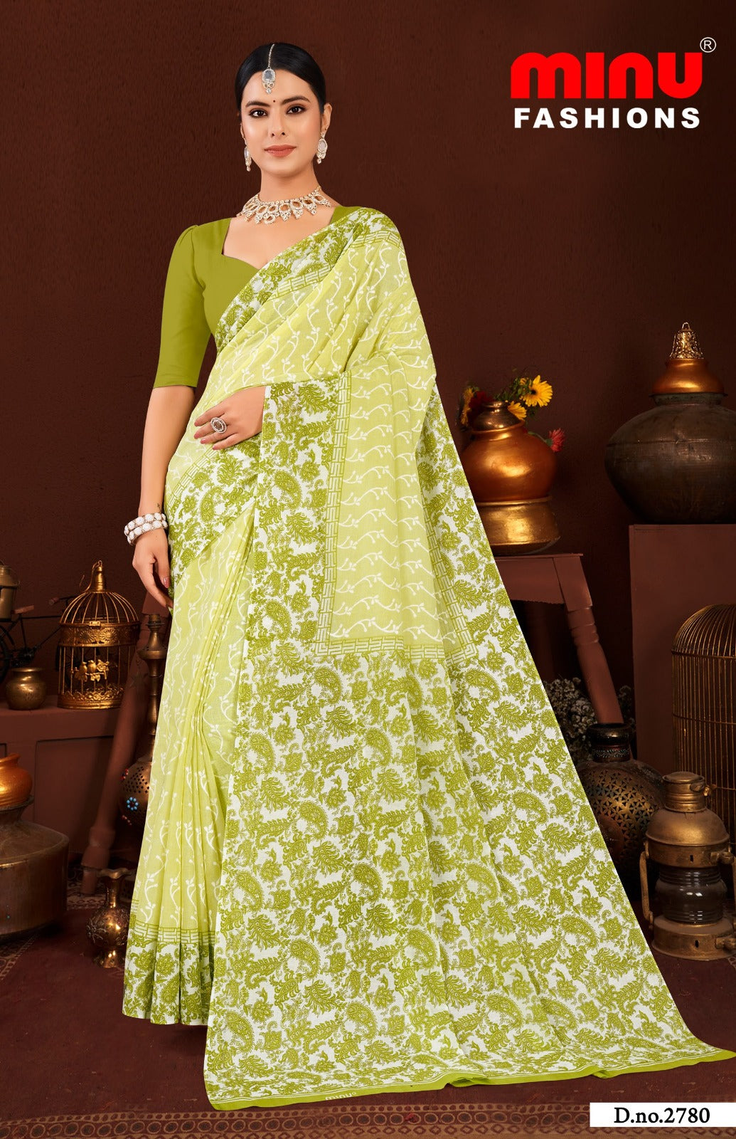 Malai Cotton Saree Good Day Pestal - 8 Pcs Set