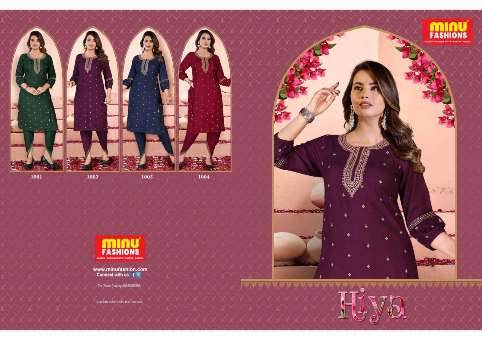 2 Piece Rayon Kurti Set Hiya Combo - 4 Pcs Set