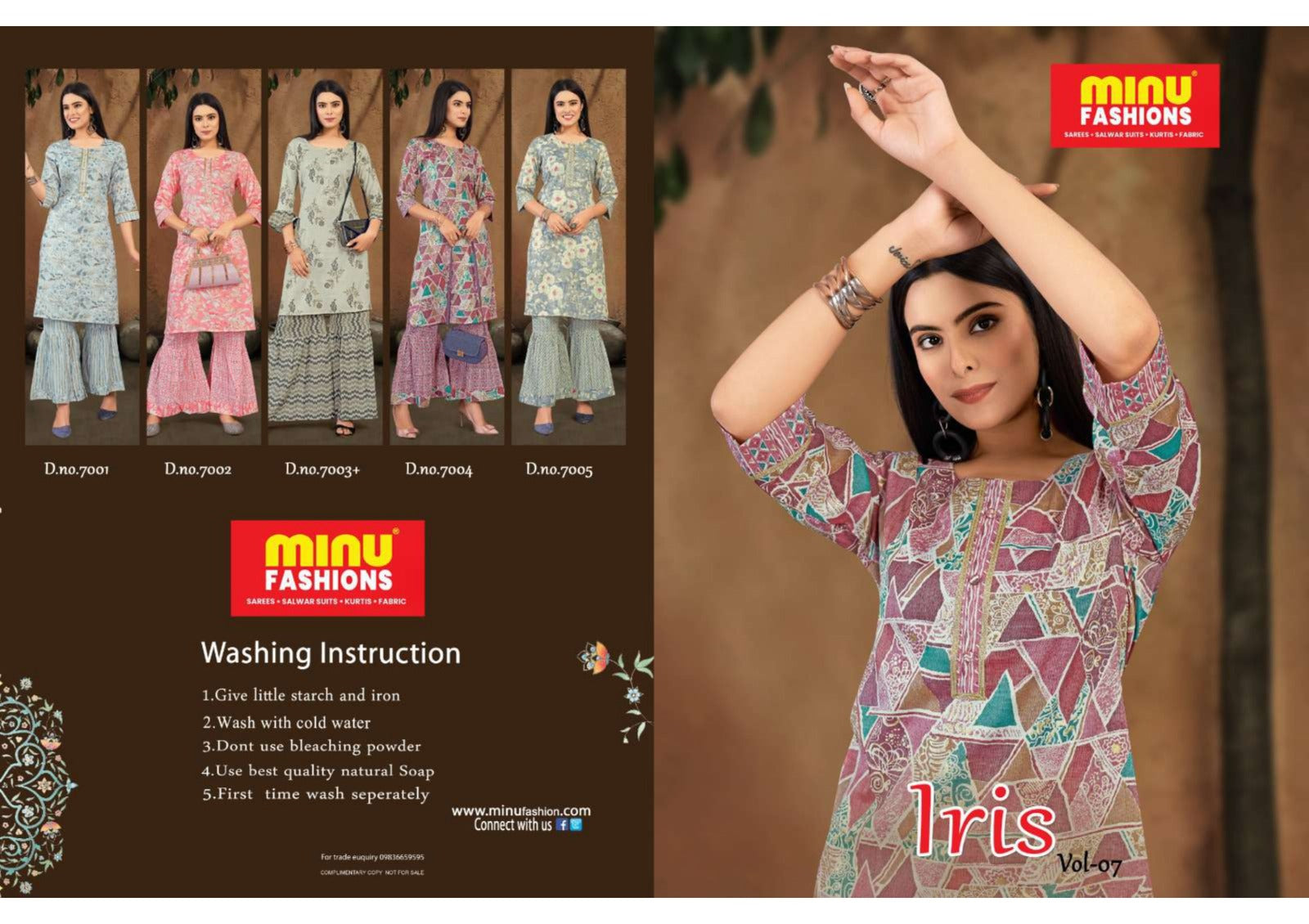 2 Piece Muslin Kurti Set Iris Combo (Vol-7) - 5 Pcs Set