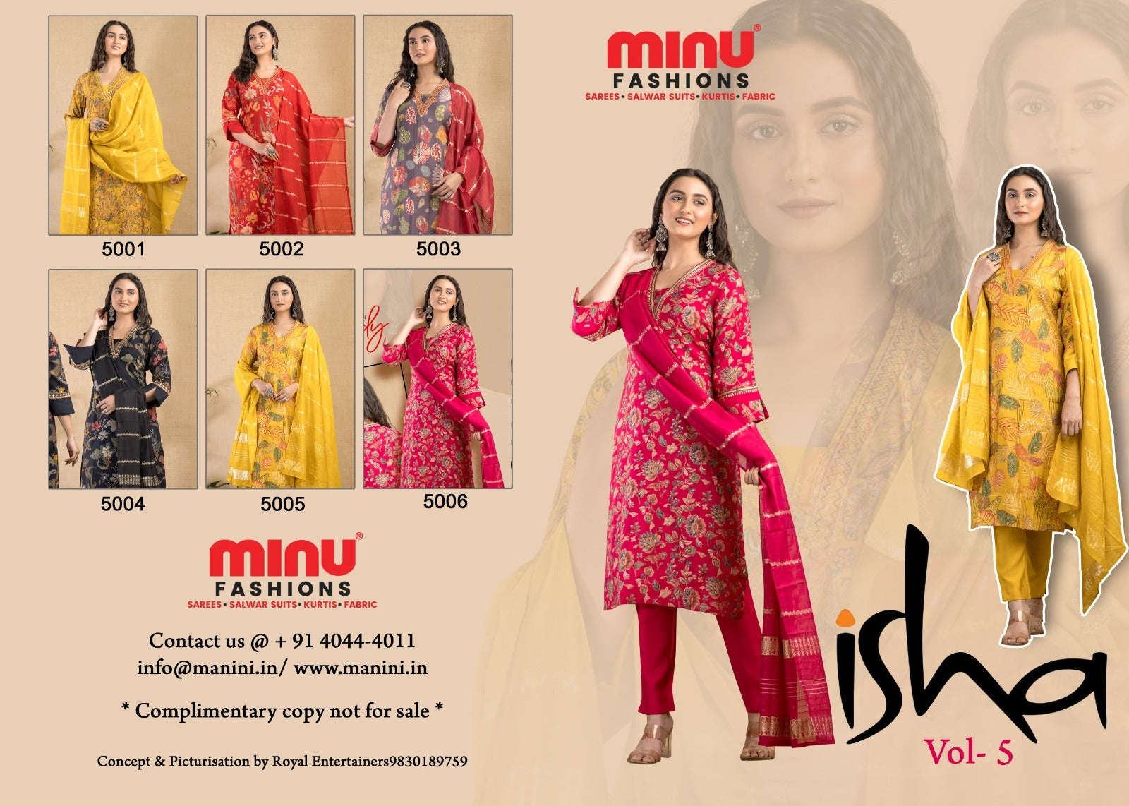3 Piece Cotton Kurti Set Isha (Vol-5) - 6 Pcs Set