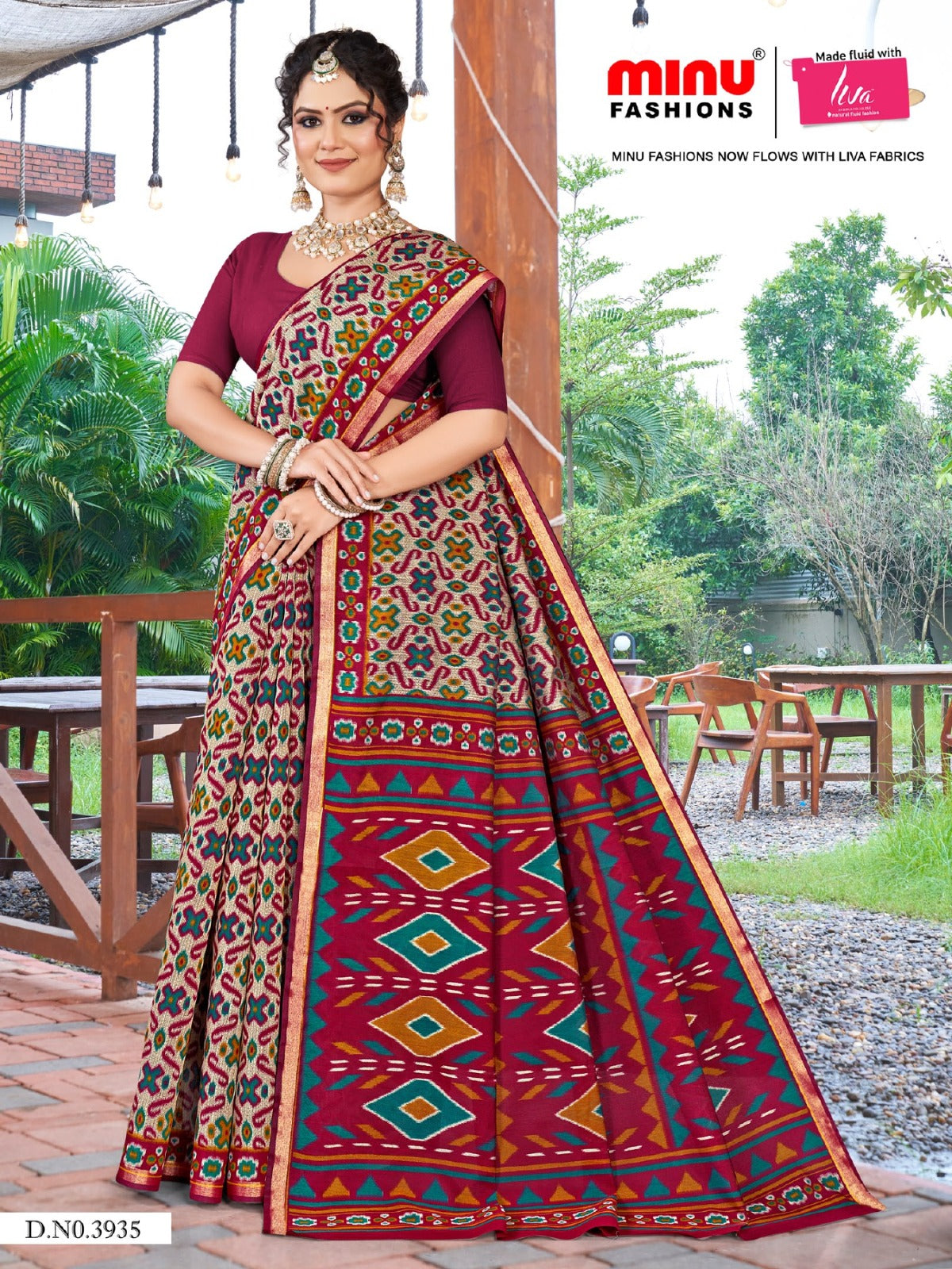 Malai Cotton Saree Kanishka Ikkat - 8 Pcs Set