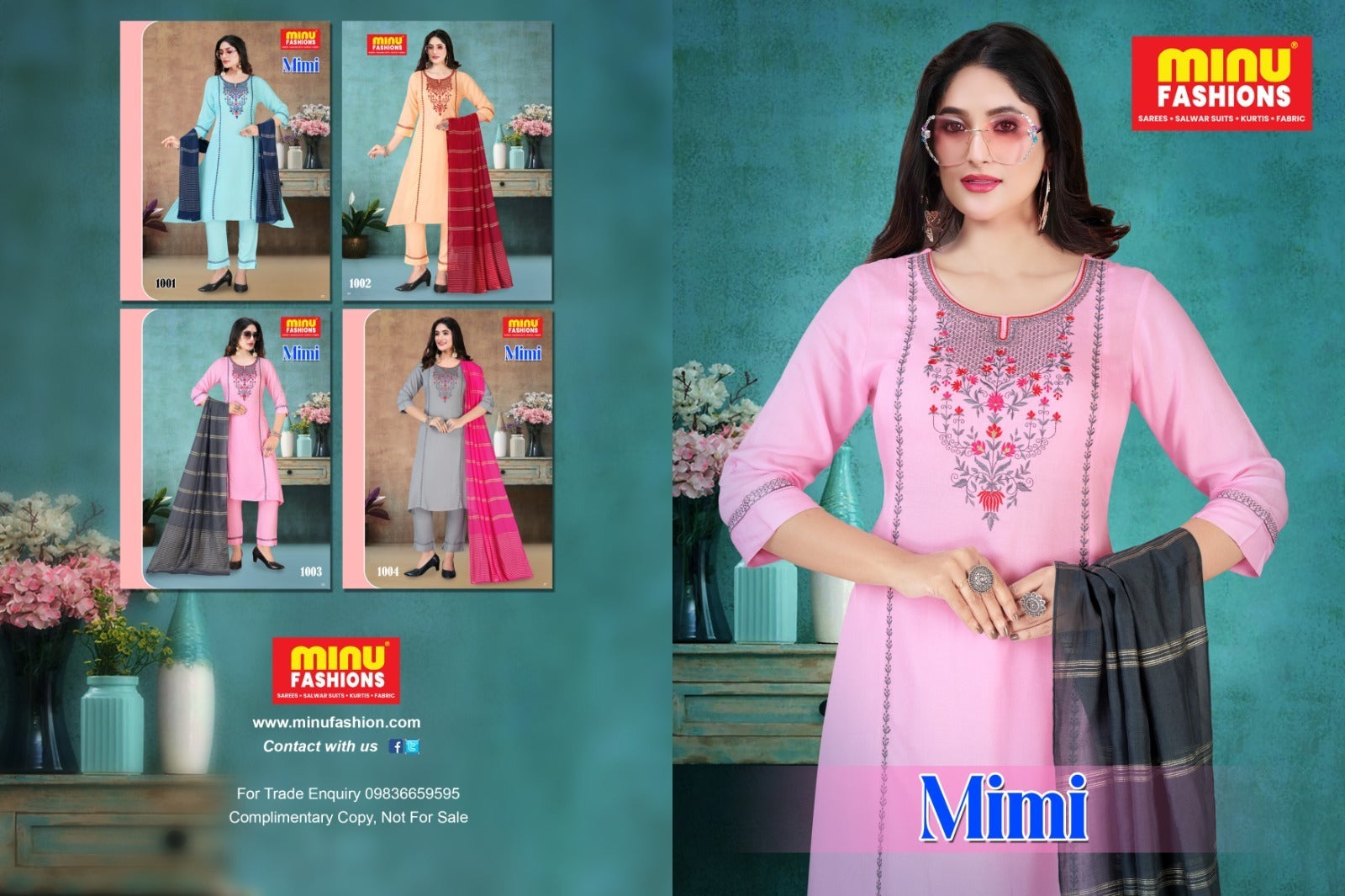 3 Piece Rayon Long Kurti Set Mimi Combo - 4 Pcs Set