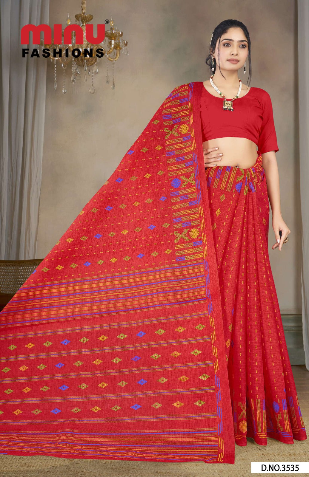 Malai Cotton Saree Mitali - 10 Pcs Set