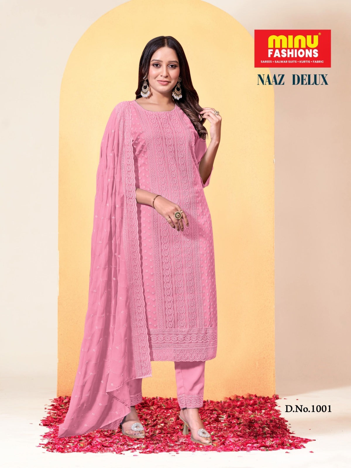 3 Piece Cotton Kurti Set Naaz Deluxe - 4 Pcs Set