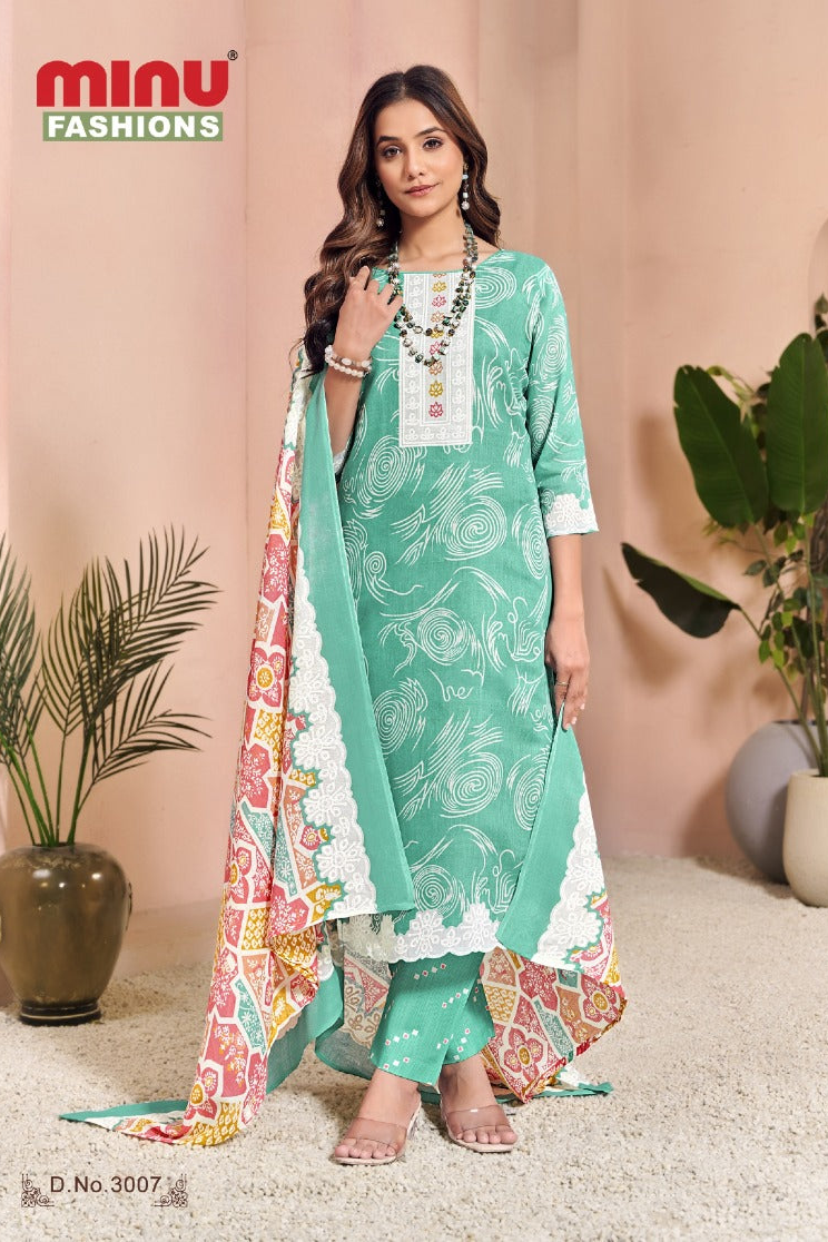 Printed Cotton Unstitched Salwar Suit Oasis Vol-3 (Special Rate) - 8 Pcs Set