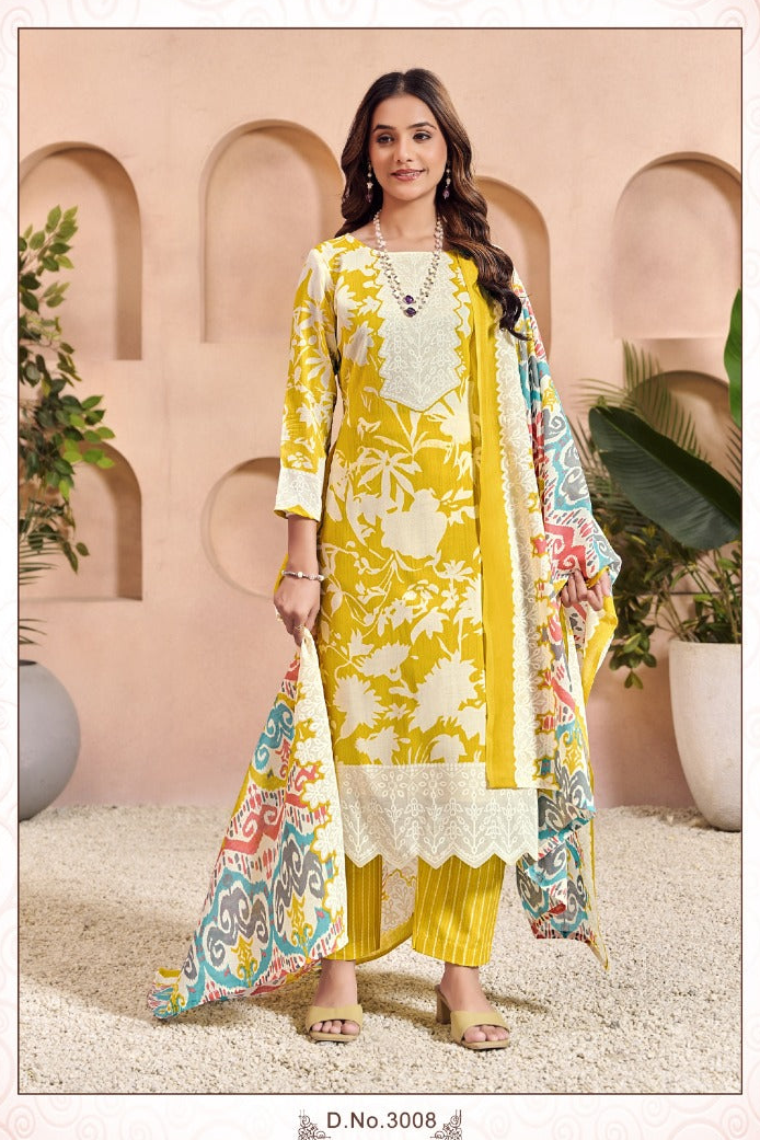 Printed Cotton Unstitched Salwar Suit Oasis Vol-3 (Special Rate) - 8 Pcs Set