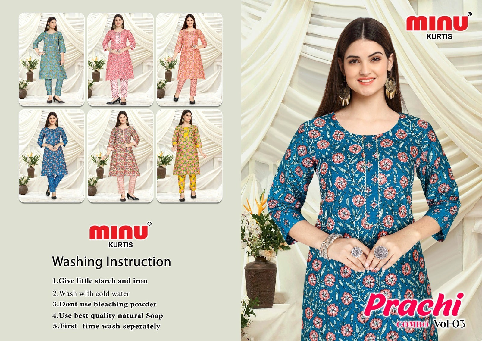 2 Piece Cotton Kurti Set Prachi Combo (Vol-3) - 6 Pcs Set