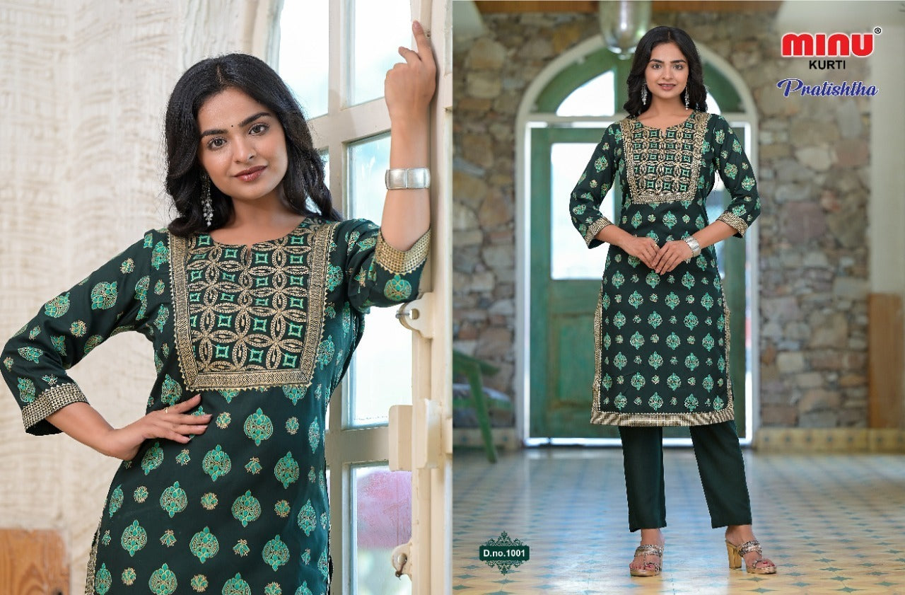 2 Piece Rayon Kurti Set Prathista Combo - 6 Pcs Set