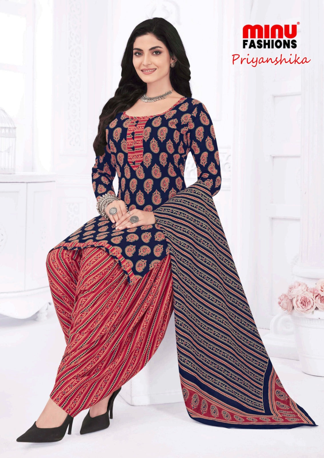 Printed Cotton Unstitched Salwar Suit Priyanshika (Special Rate) - 16 Pcs Set