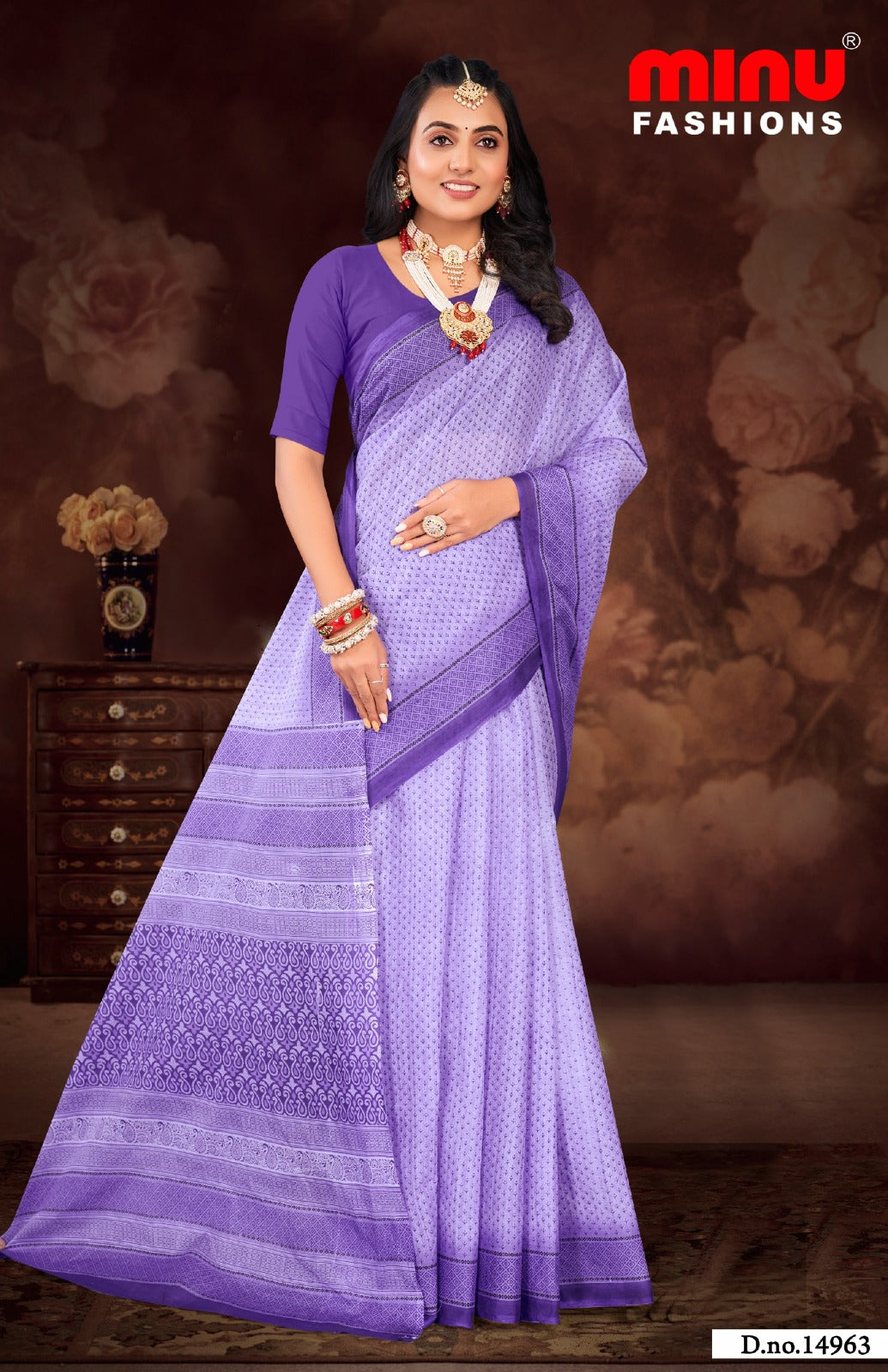 Malai Cotton Saree Priyatama Buti (Vol-5) - 10 Pcs Set