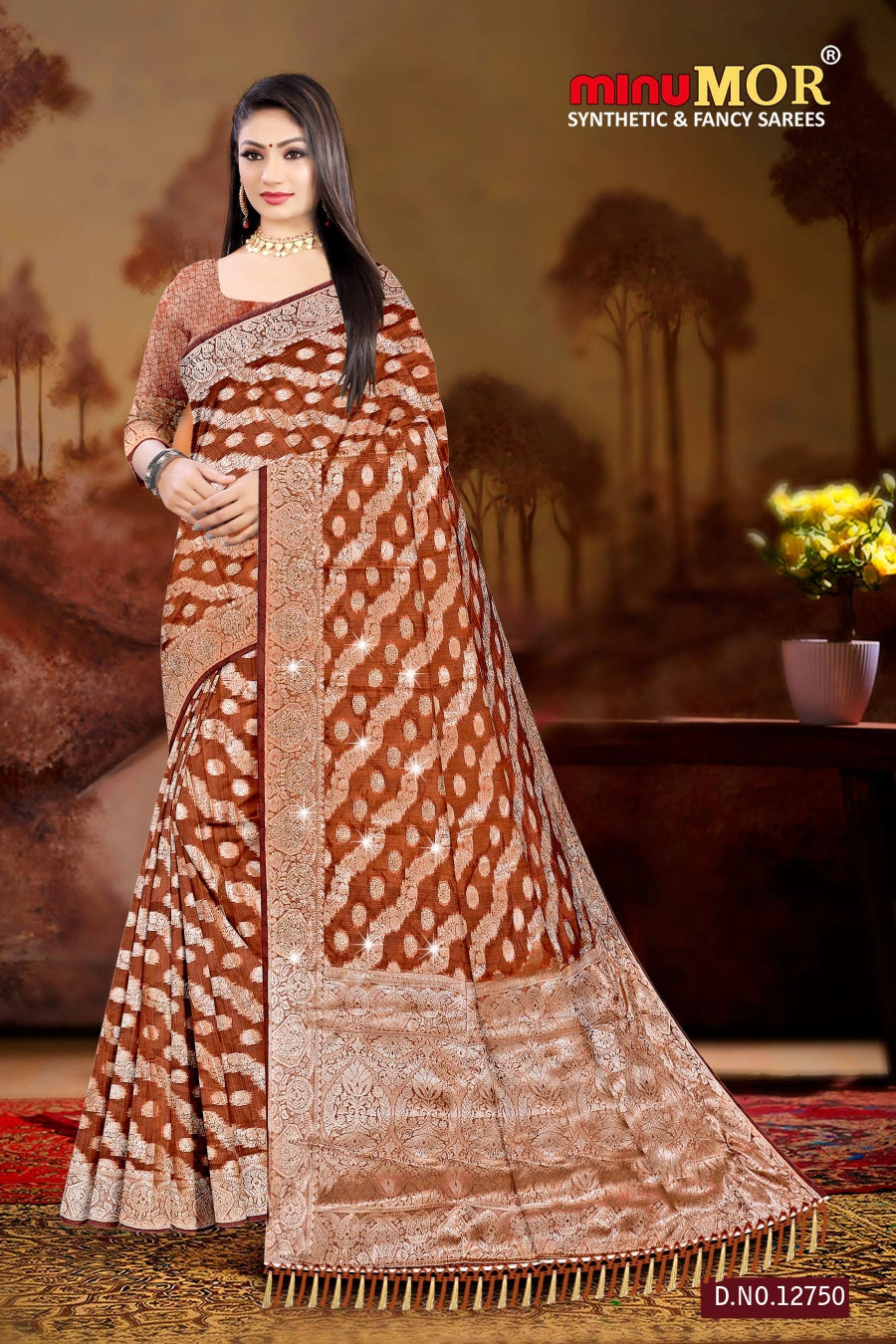 Fancy Saree Sajni (Design No_ 12750) (BP) - 6 Pcs Set