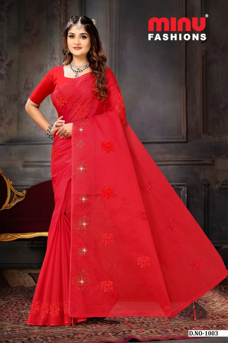 Embroidered Cotton Saree Sneha (Special Rate) - 6 Pcs Set