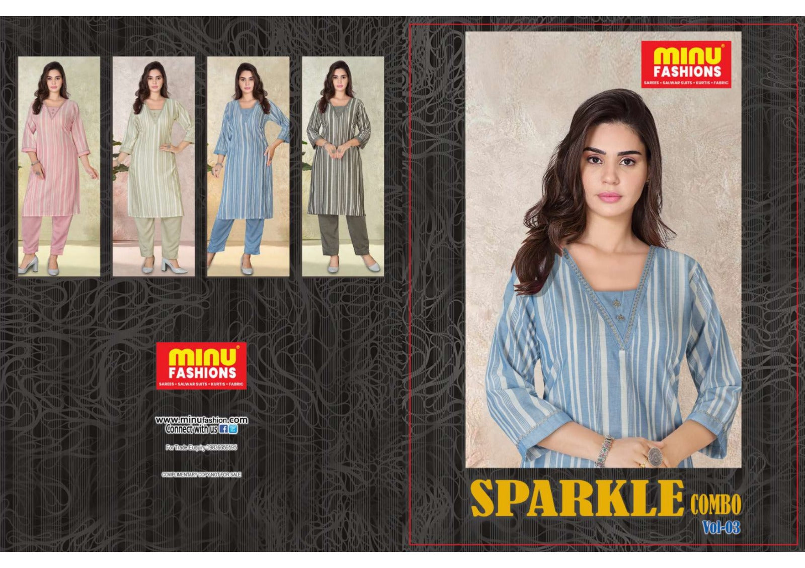 2 Piece Rayon Kurti Set Sparkle Combo (Vol-3) - 4 Pcs Set