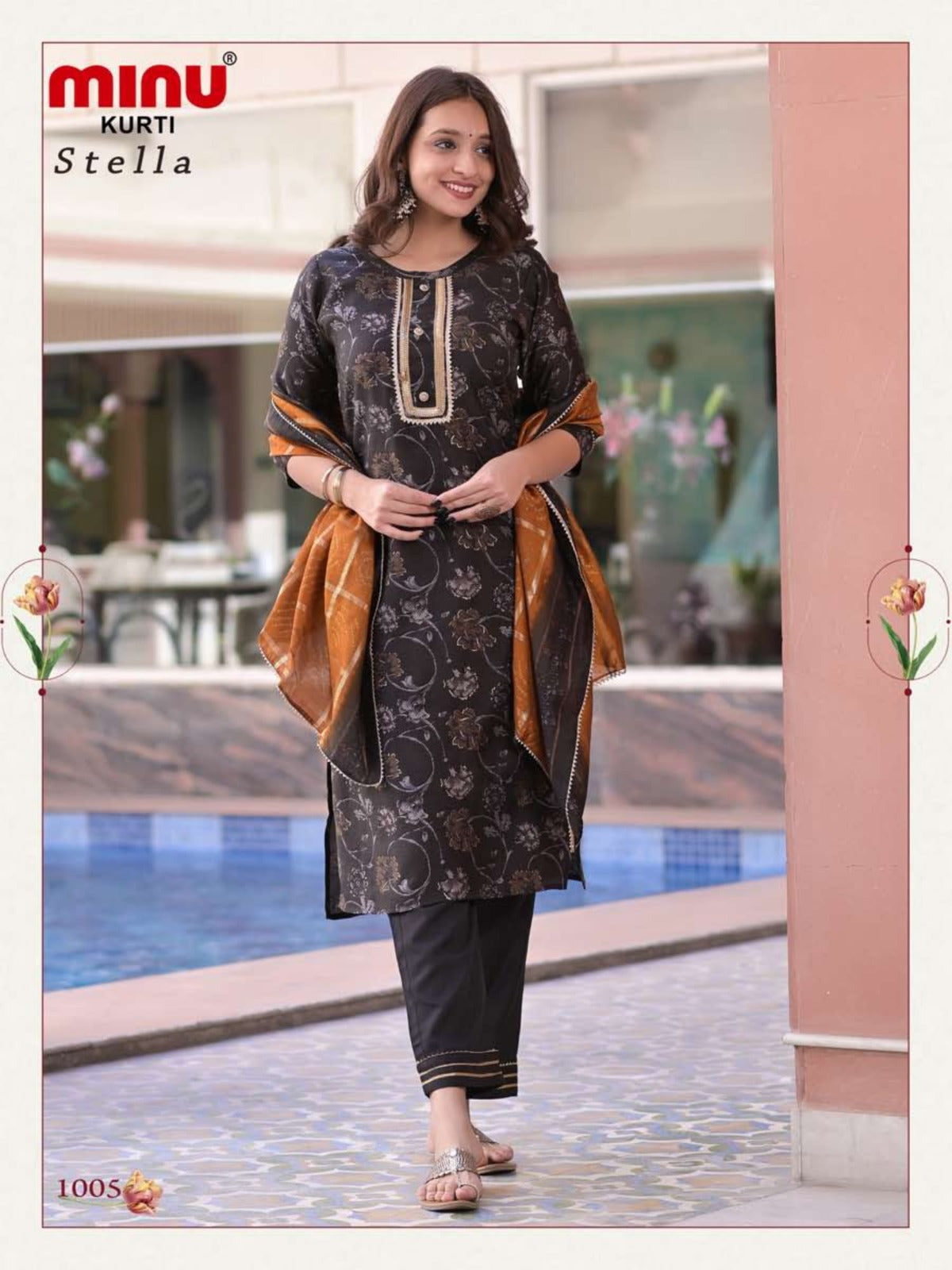 3 Piece Cotton Kurti Set Stella - 5 Pcs Set