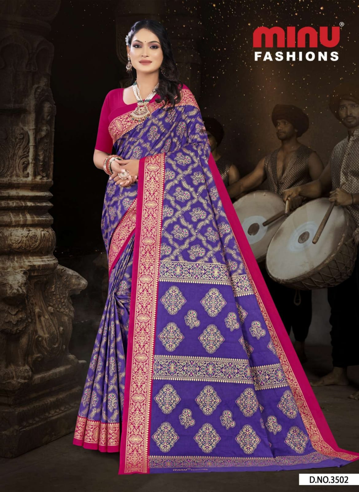 Malai Cotton Saree Tanushka - 8 Pcs Set