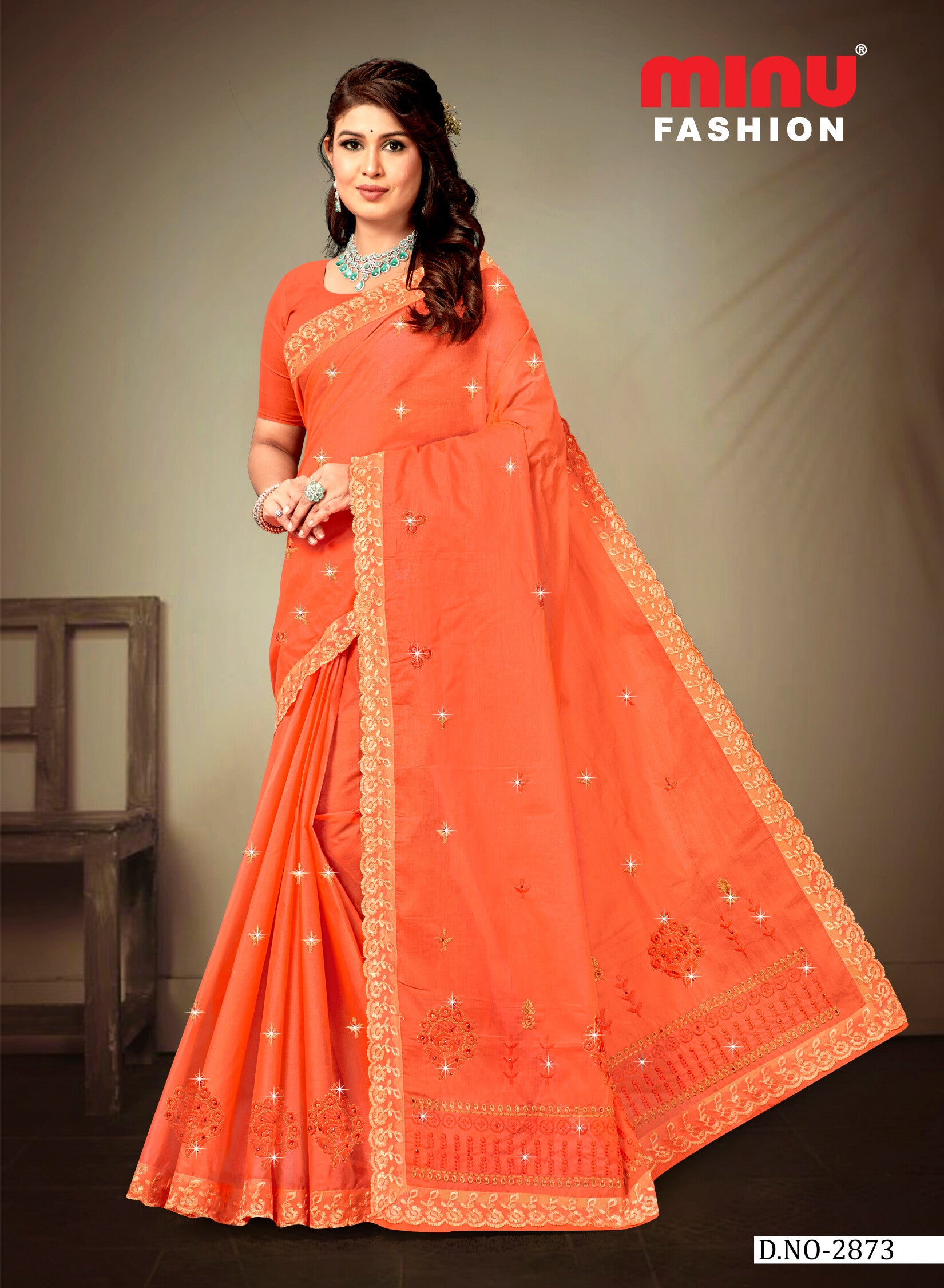 Embroidered Saree Sweet Honey EMB (Special Rate) (8P)