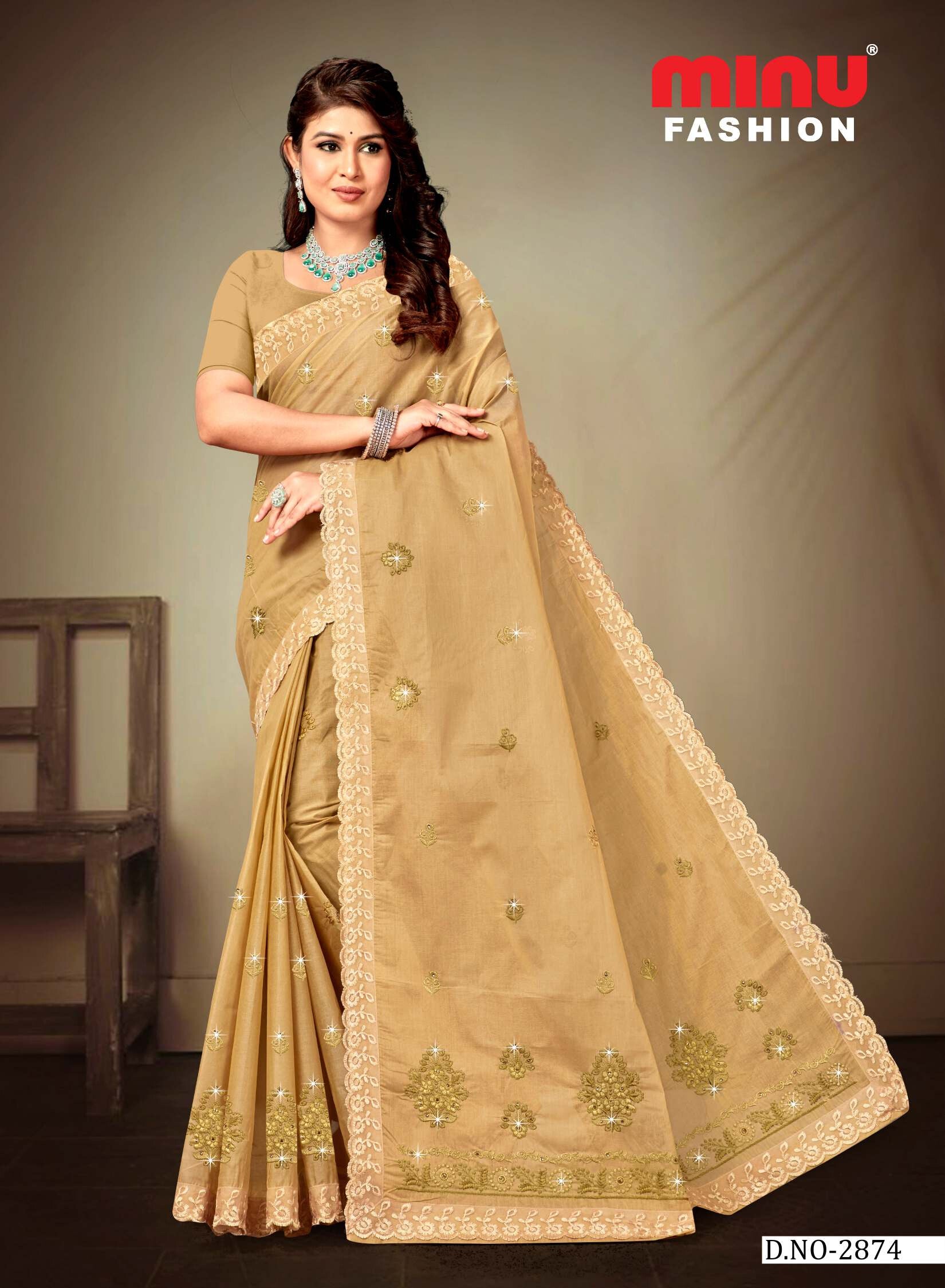Embroidered Saree Sweet Honey EMB (Special Rate) (8P)