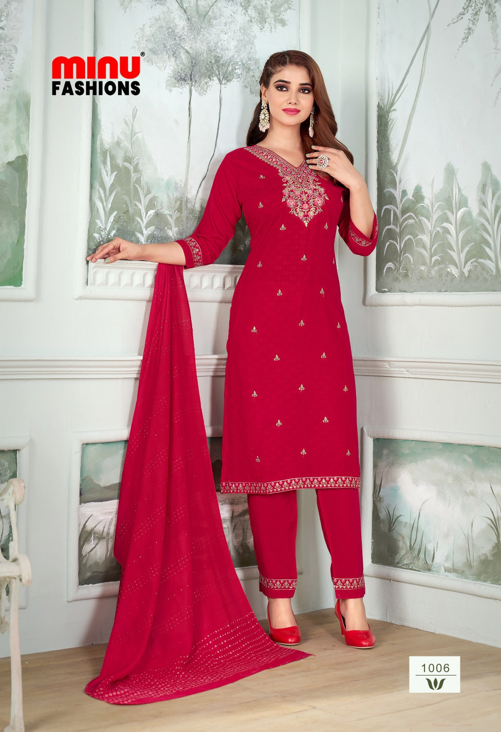 Printed Cotton Stitched Salwar Suit Abhilasha - 6 Pcs Set