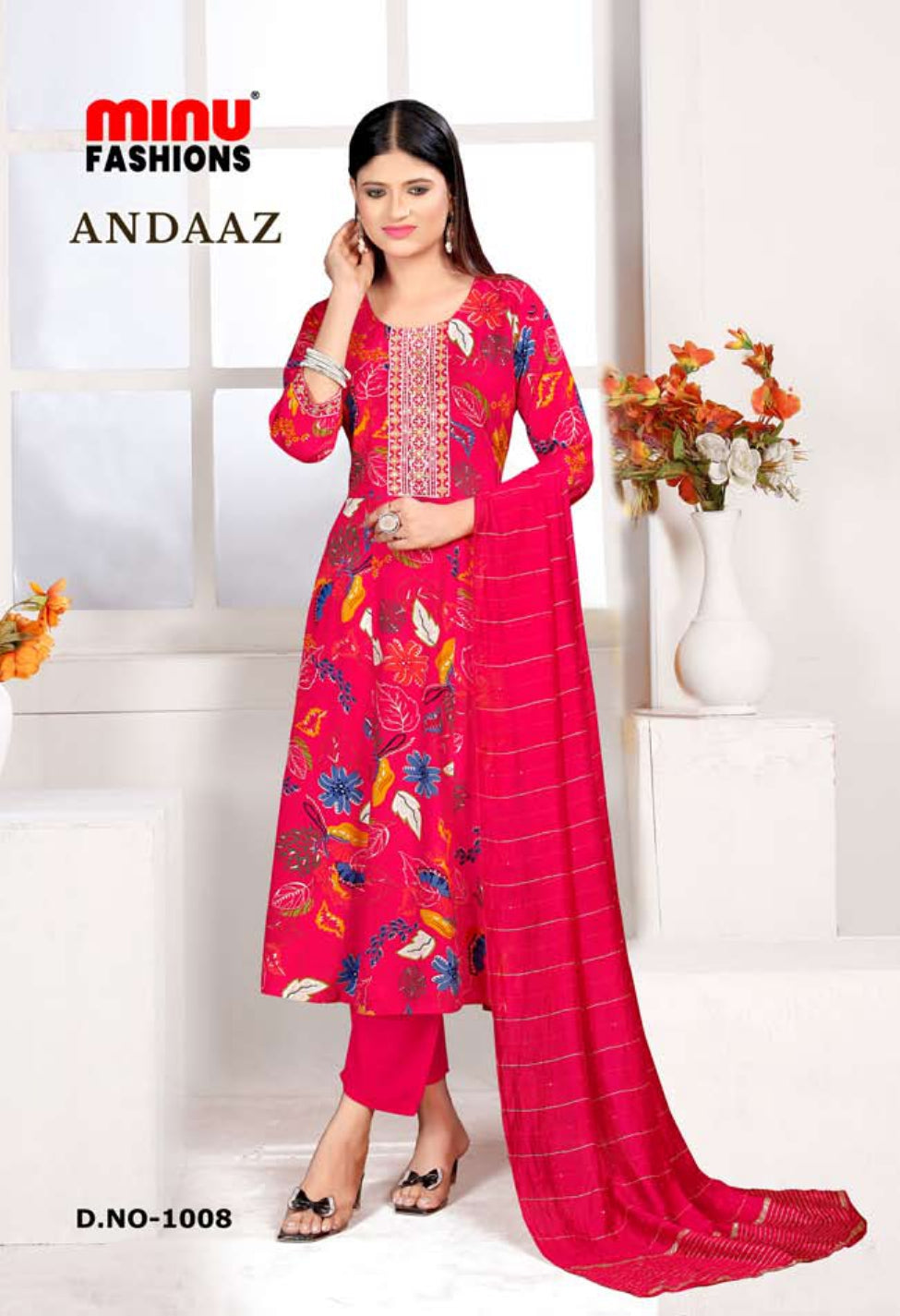 Printed Rayon Stitched Salwar Suit Andaaz - 8 Pcs Set