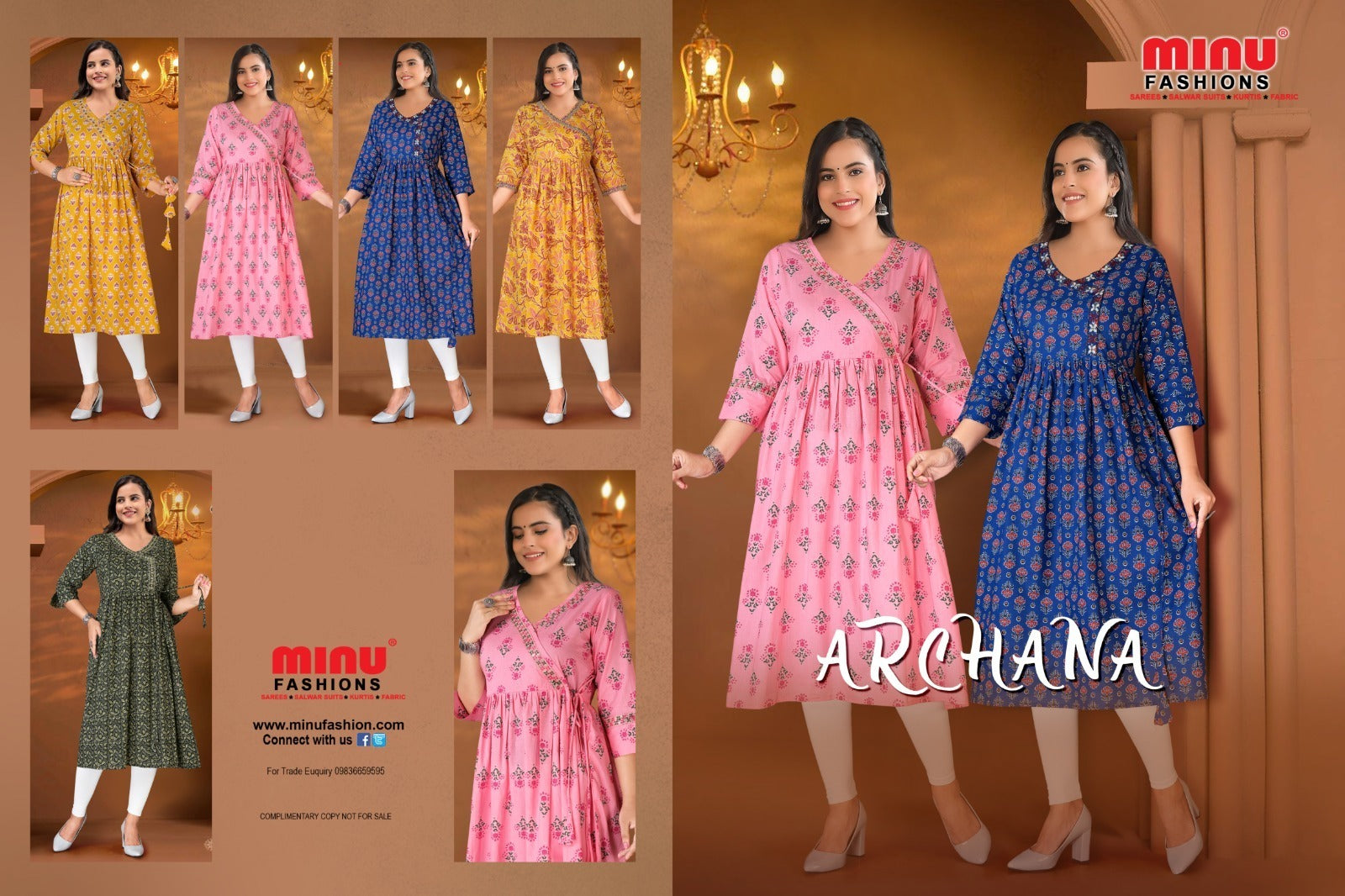 Printed Cotton Kurti Archana - 05 Pcs Set