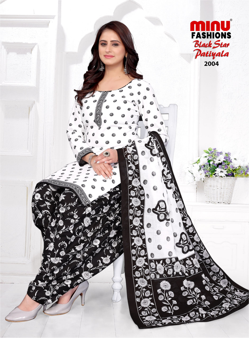 Printed Cotton Unstitched Salwar Suit Black Star Patiala Vol-2 (Special Rate) - 6 Pcs Set