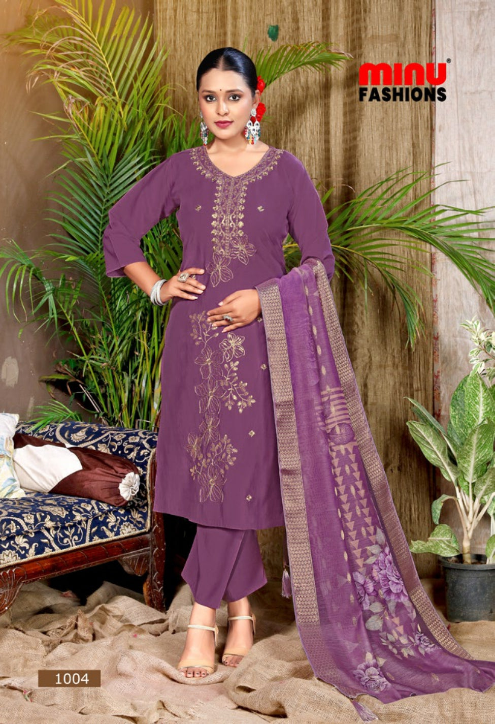 Embroidered Silk Stitched Salwar Suit Chitra - 6 Pcs Set