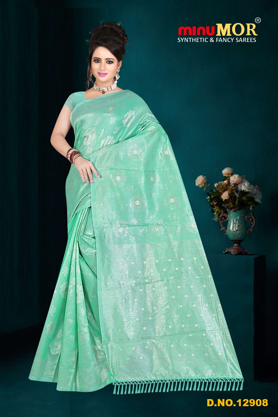 Fancy Saree Classic Lilen (Design No_12908) (BP) - 6 Pcs Set
