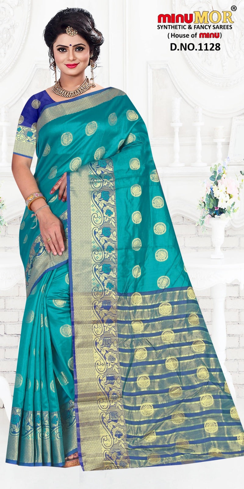 Fancy Saree Gold Butta (Design No_ 1128) (BP) - 6 Pcs Set