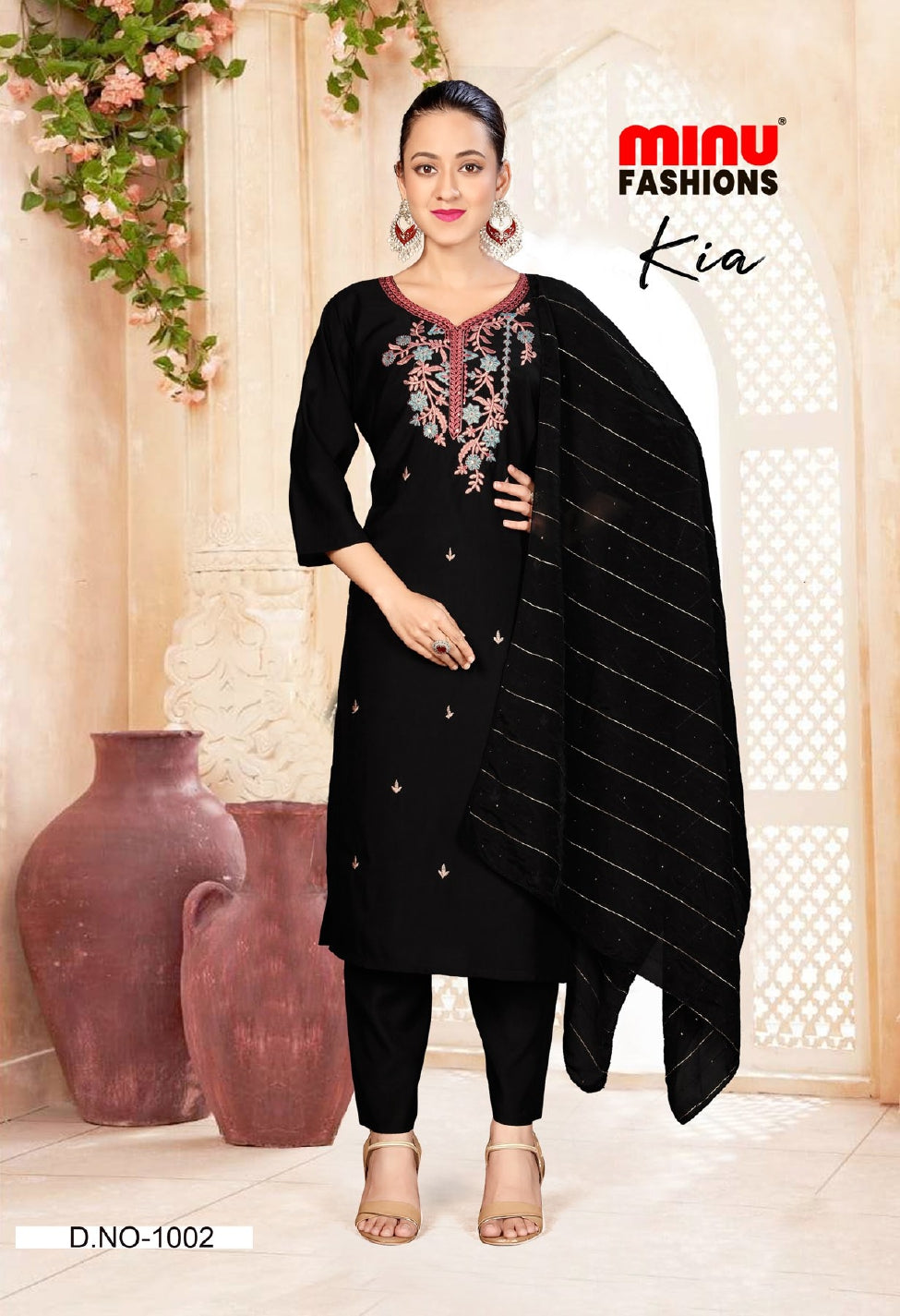 Embroidered Silk Stitched Salwar Suit Kia - 6 Pcs Set