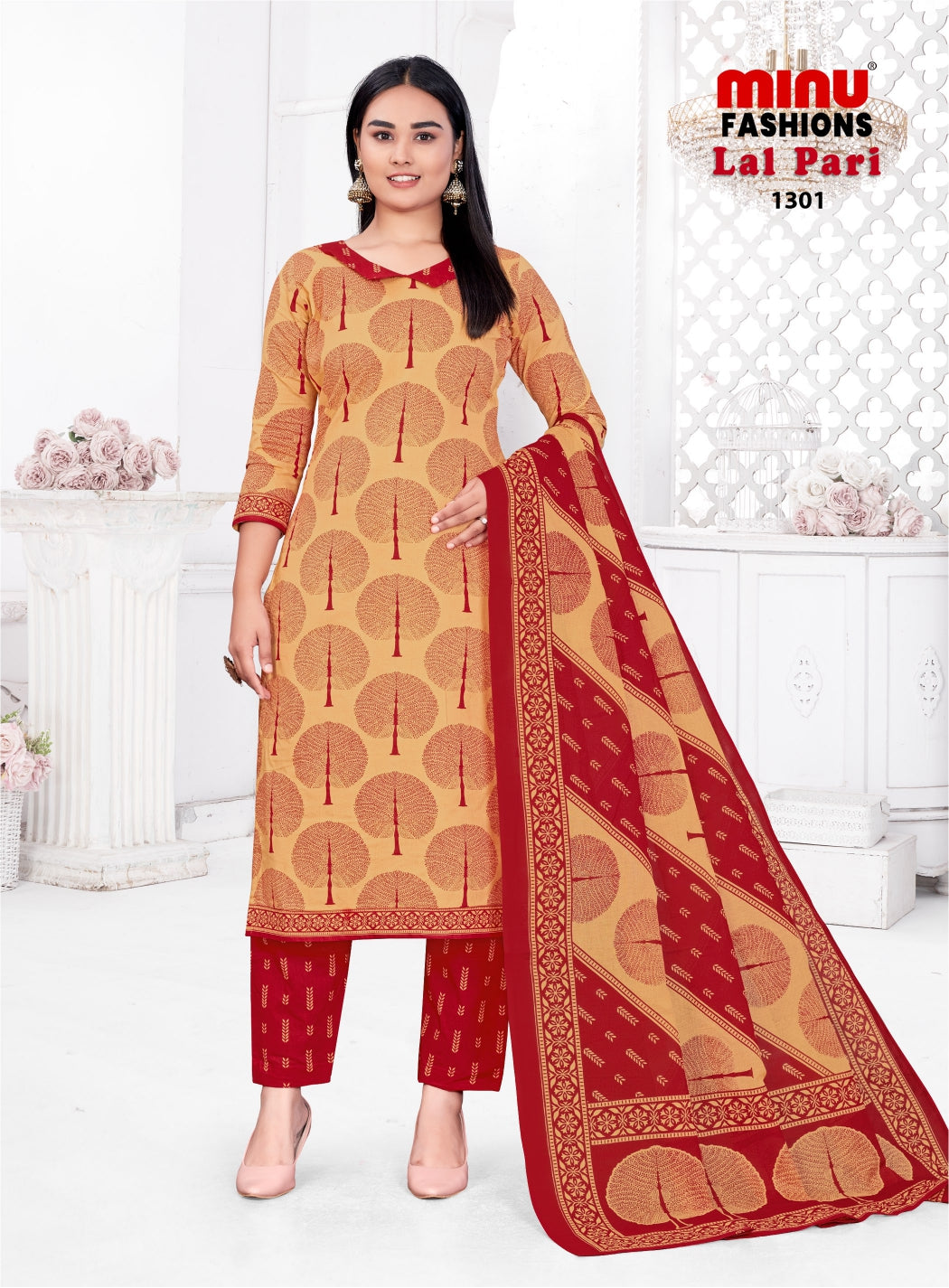Printed Cotton Unstitched Salwar Suit Lal Pari (Vol-13) (Special Rate) - 10 Pcs Set