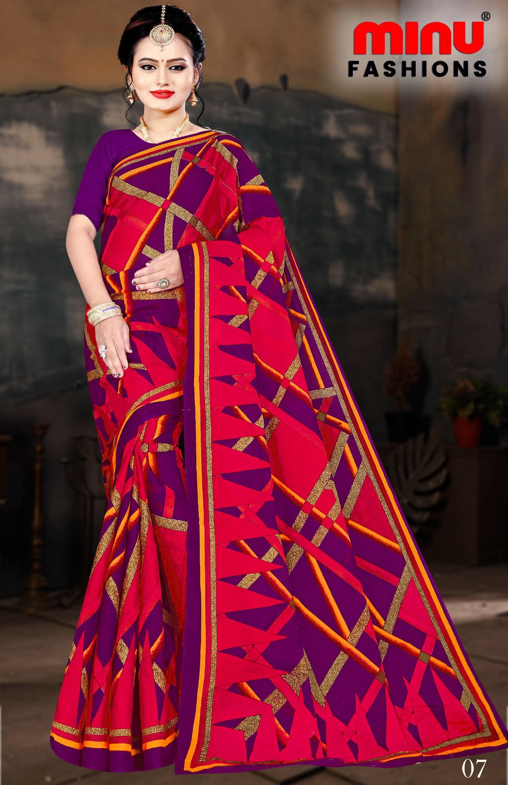 Printed Cotton Saree Nargis (Vol-4) - 10 Pcs Set