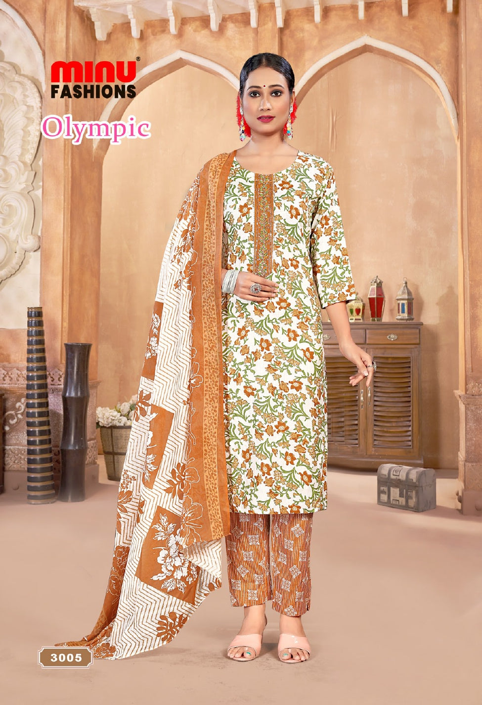 Printed Cotton Stitched Salwar Suit Olympics (Vol-3) - 10 Pcs Set