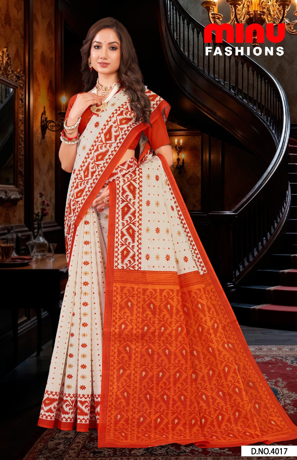 Printed Cotton Saree Priyatama Tant - 8 Pcs Set
