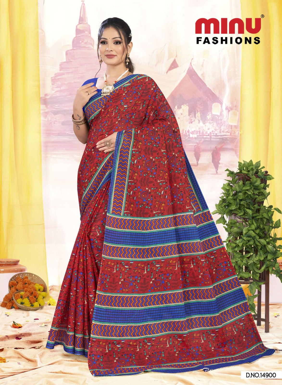 Printed Cotton Saree Rajanya Block (Vol-3) - 10 Pcs Set
