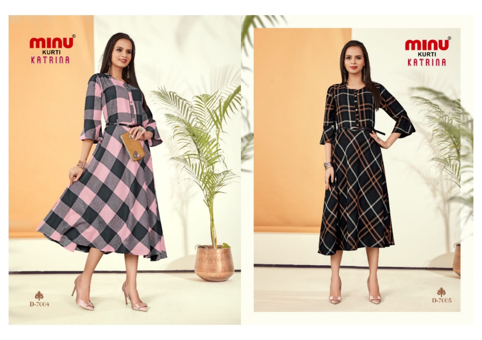 Printed Rayon Long Kurti Katrina (Vol-7) - 06 Pcs Set