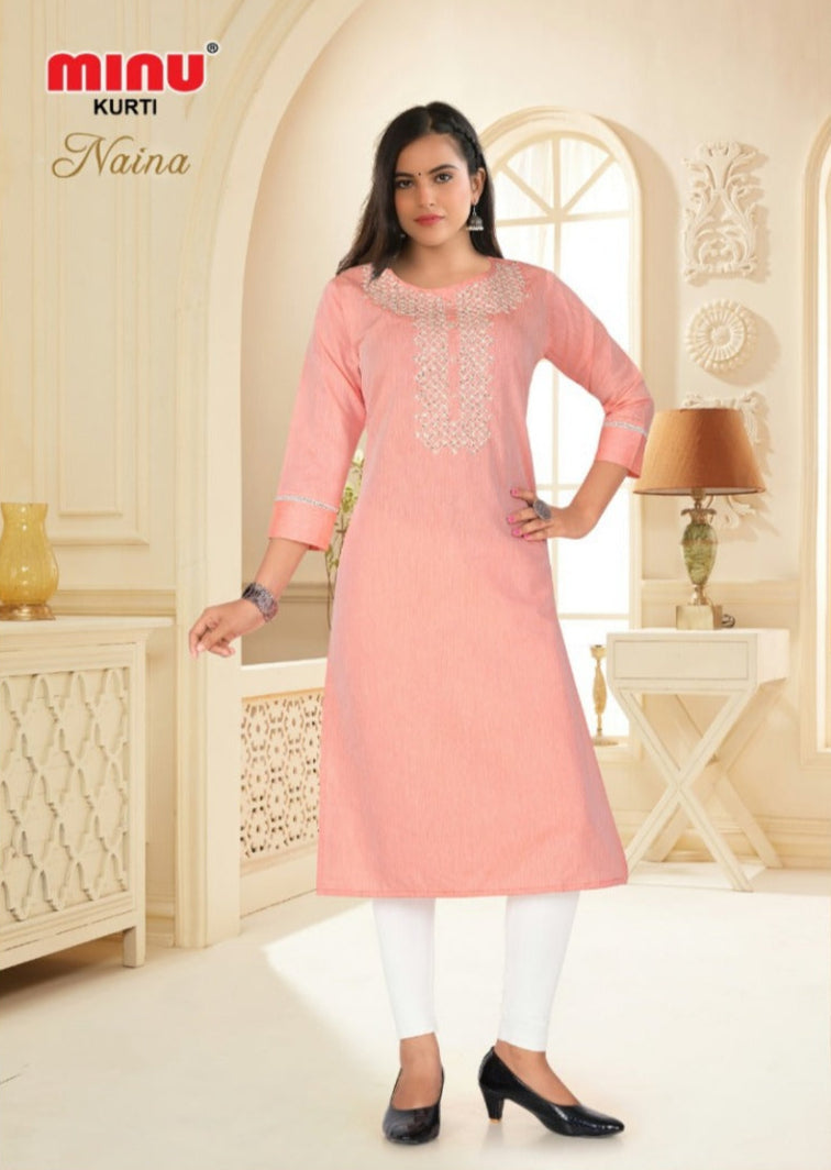 Rayon Long Kurti Naina - 4 Pcs Set