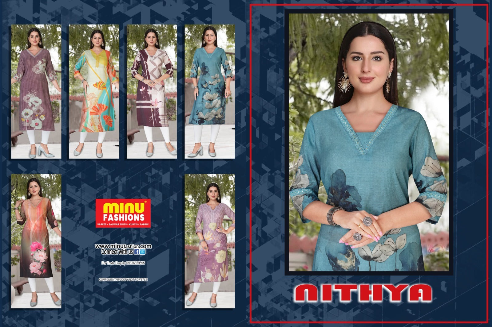 Printed Rayon Long Kurti Nitya (Vol-2) - 6 Pcs Set