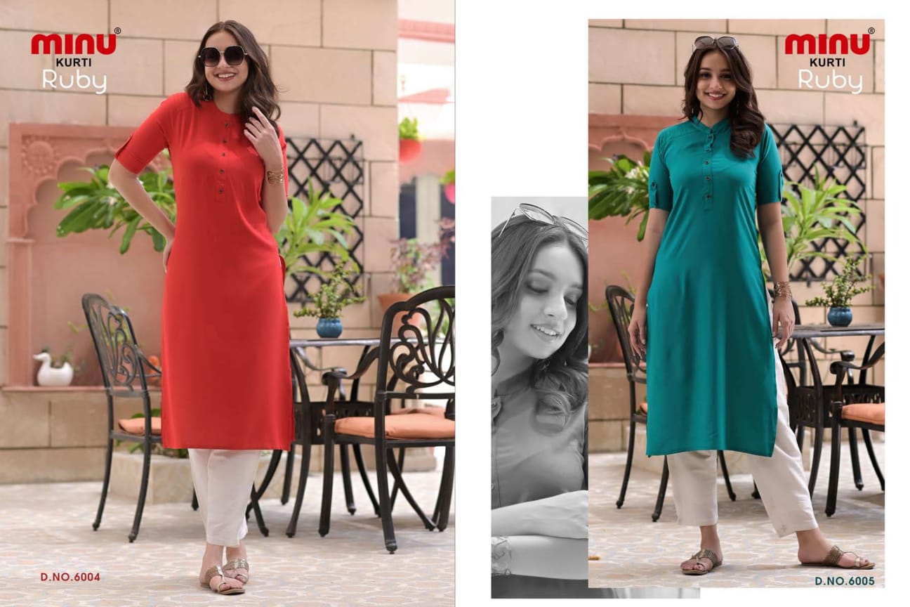 Rayon Long Kurti Ruby (Vol-6) - 10 Pcs Set