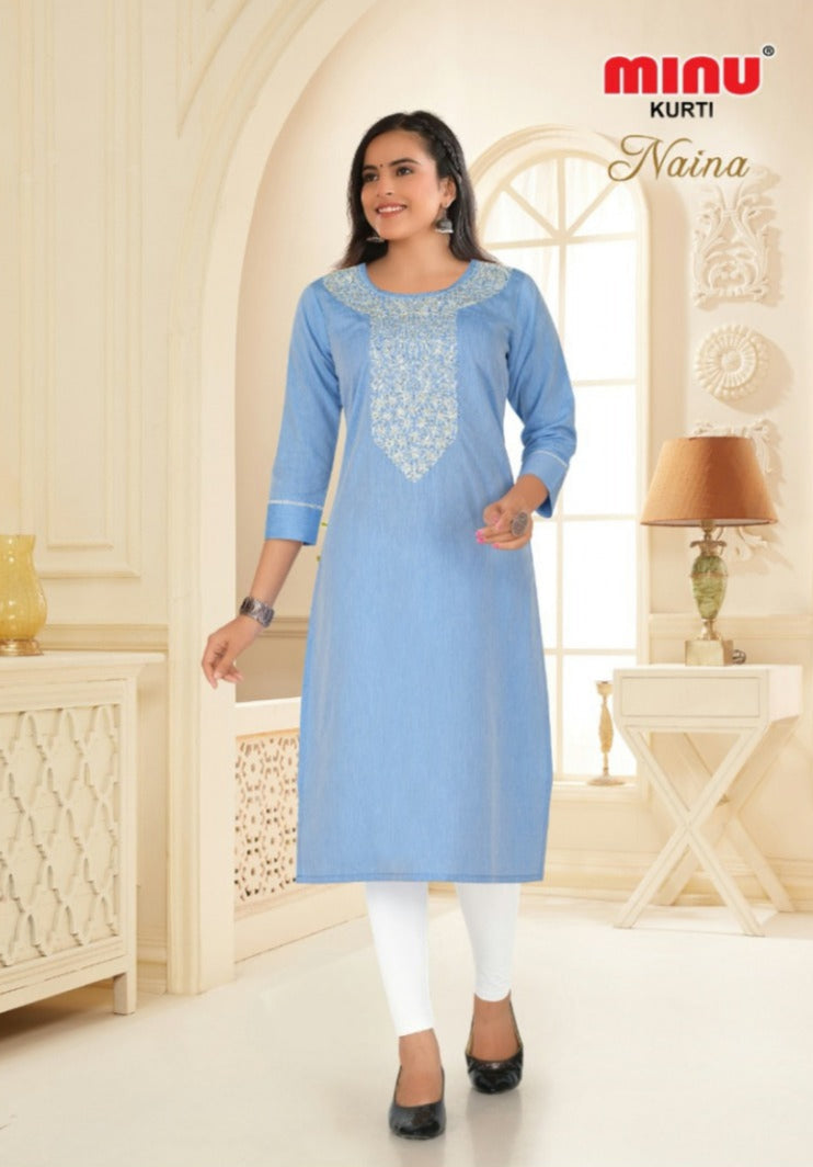Rayon Long Kurti Naina - 4 Pcs Set