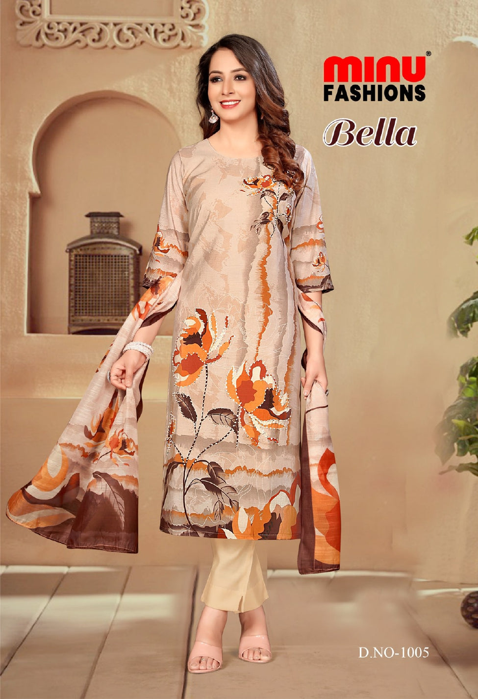 Printed Cotton Stitched Salwar Suit Bella - 6 Pcs Set