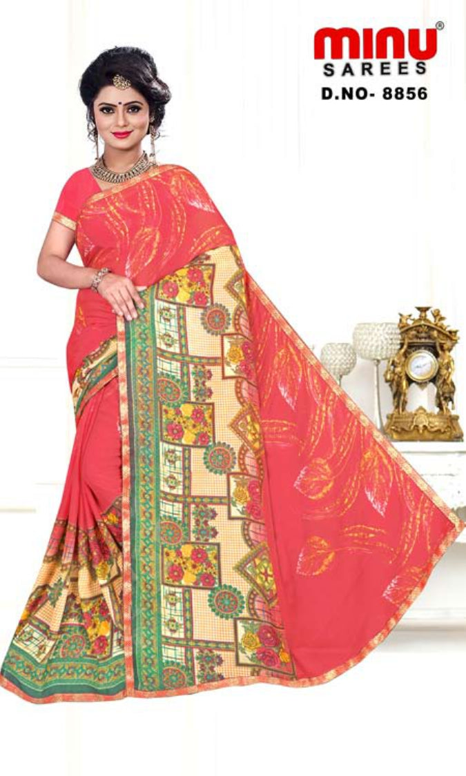 Fancy Saree Star Chiffon (BP) - 8 Pcs Set