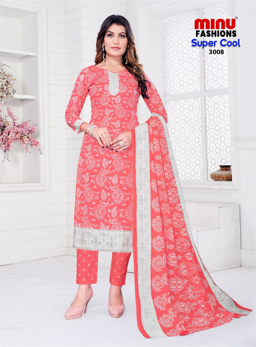 Printed Cotton Stitched Salwar Suit Super Cool - 10 Pcs Set