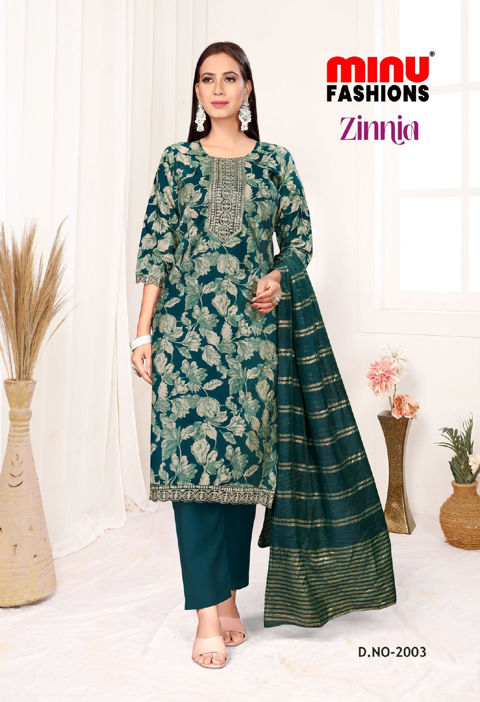 Printed Cotton Stitched Salwar Suit Zinnia (Vol-2) - 8 Pcs Set