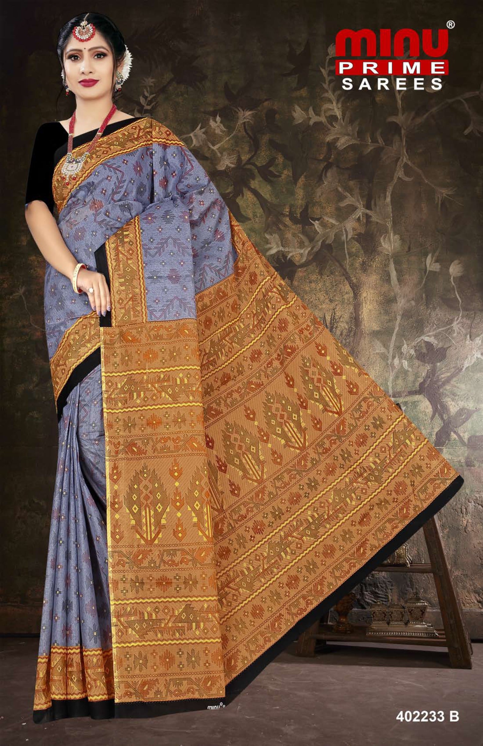 woman wearing designer saree from direct manufacturer of sarees