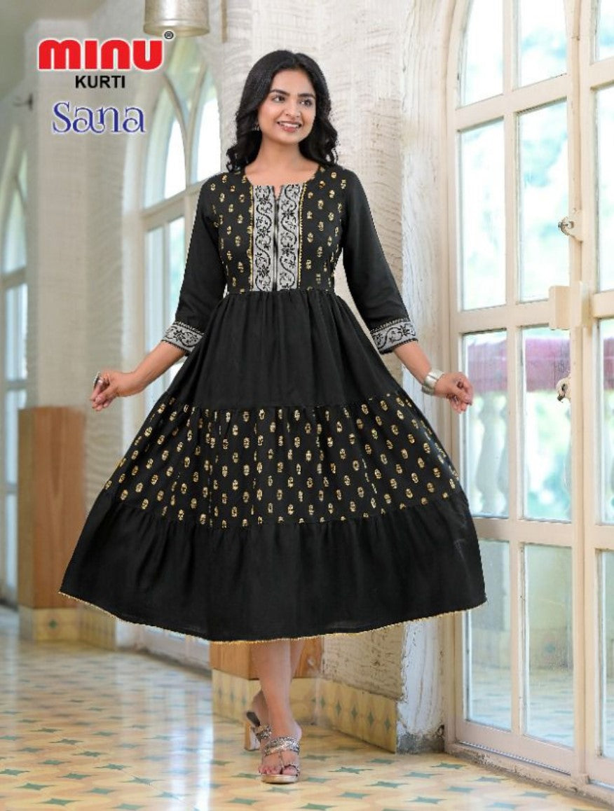 Bold black color printed kurti for sale online