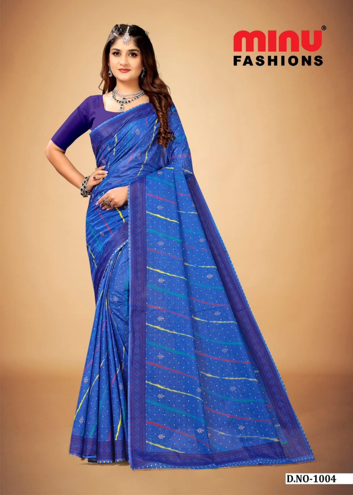 Embroidered Cotton Saree Avani (Special Rate) - 10 Pcs Set